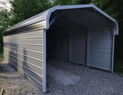 Durable 12x30 Metal RV Carport with Enclosed Sides - Ideal RV Cover for All Weather Protection